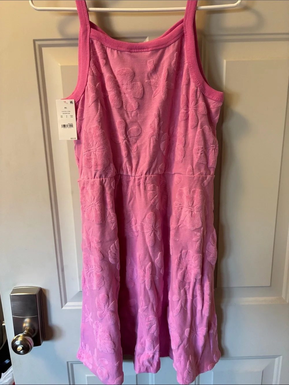 Disney Pink Sleeveless Terry Dress with Embroidered Character